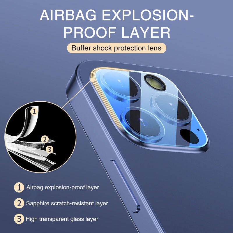 Kính cường lực trong suốt  bảo vệ camera For iPhone 13 Pro Max 12 Mini 11 X Xr Xs 7 8 Plus SE 2020