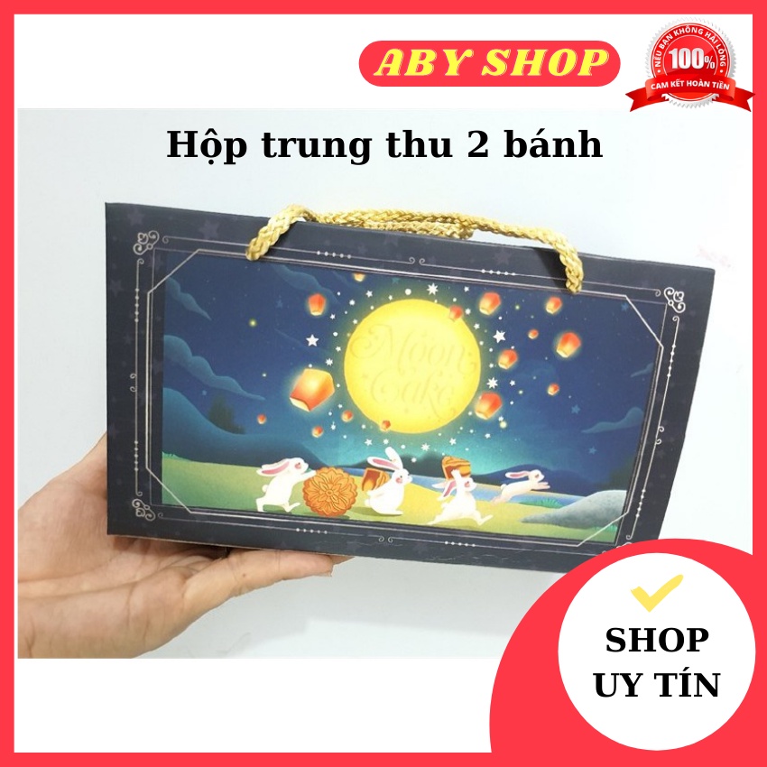 Hộp trung thu 2 bánh ⚡ HÀNG CAO CẤP ⚡ hộp đựng bánh hình Thỏ Đêm Thu siêu xinh