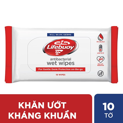 [Mã COSUIT1 giảm 10% đơn 199k] Khăn giấy ướt kháng khuẩn Lifebuoy 10 tờ. | BigBuy360 - bigbuy360.vn