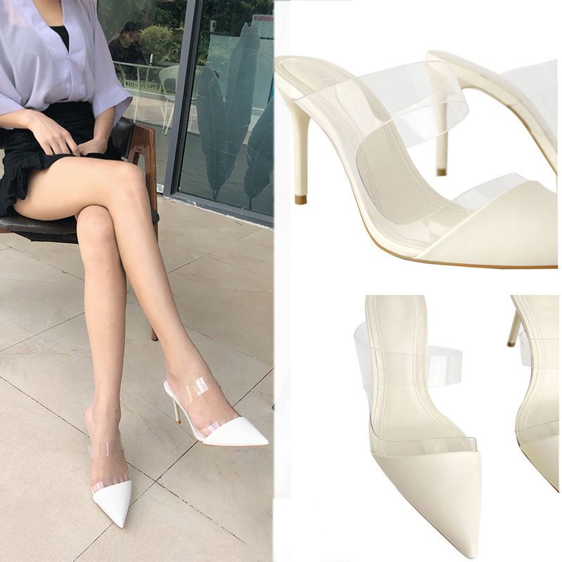 Giày cao gót bít mũi 7 phân hở gót,giày mũi nhọn đế nhọn cho nữ công sở 2022 VINA STORE mã H59