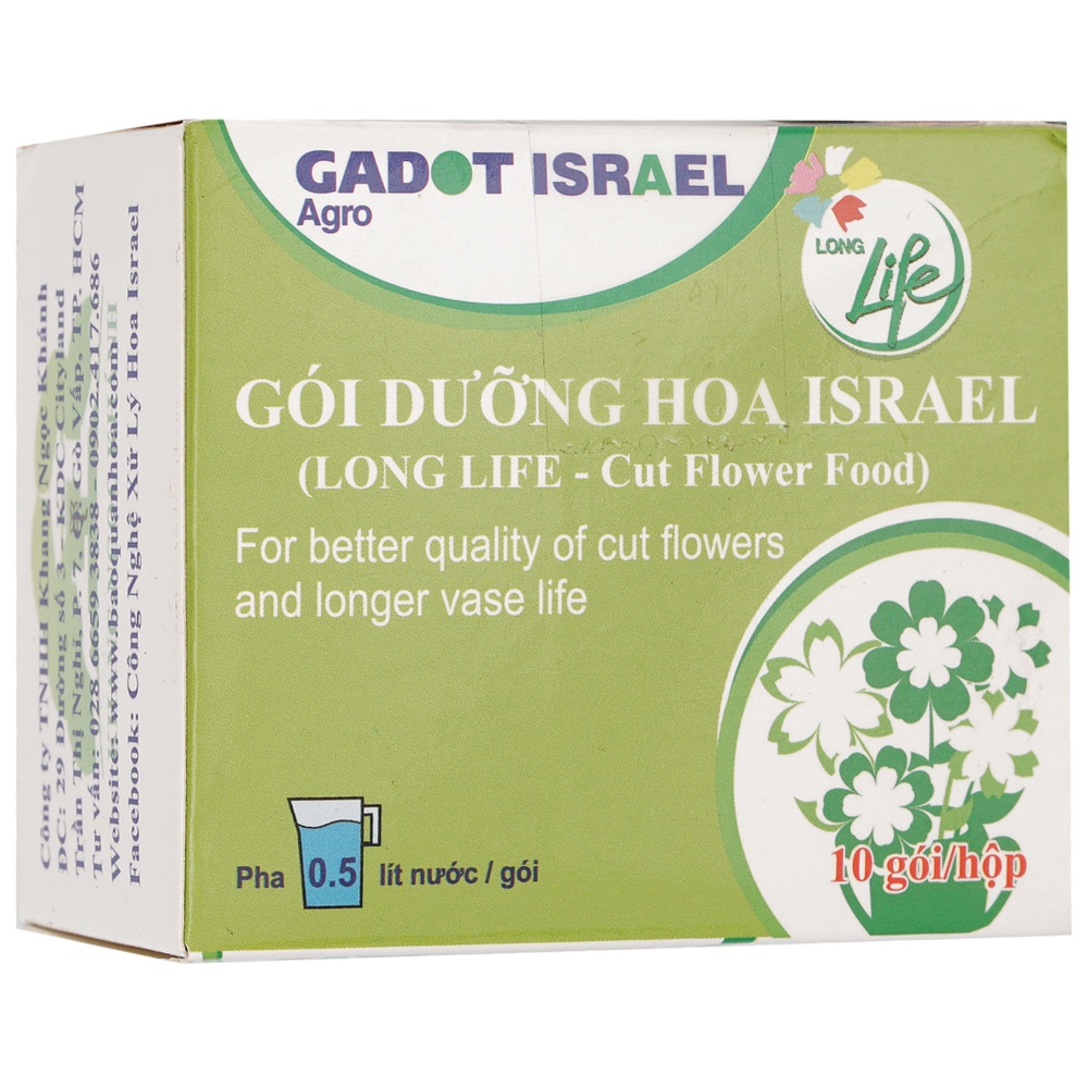 Bột Pha Nước Cắm Hoa Tươi Lâu Long Life Dưỡng Hoa Lâu Tàn Tới 14 Ngày- Hộp 10 Gói (LLD)