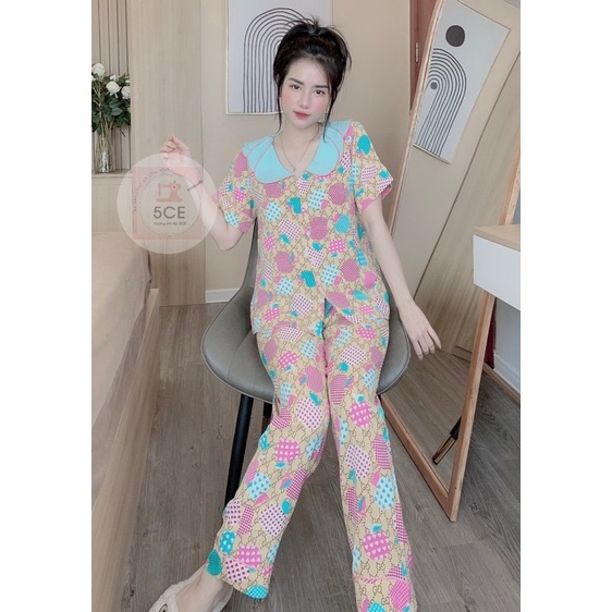 bộ pijama mango cộc tay q dài cổ sen 3 lá