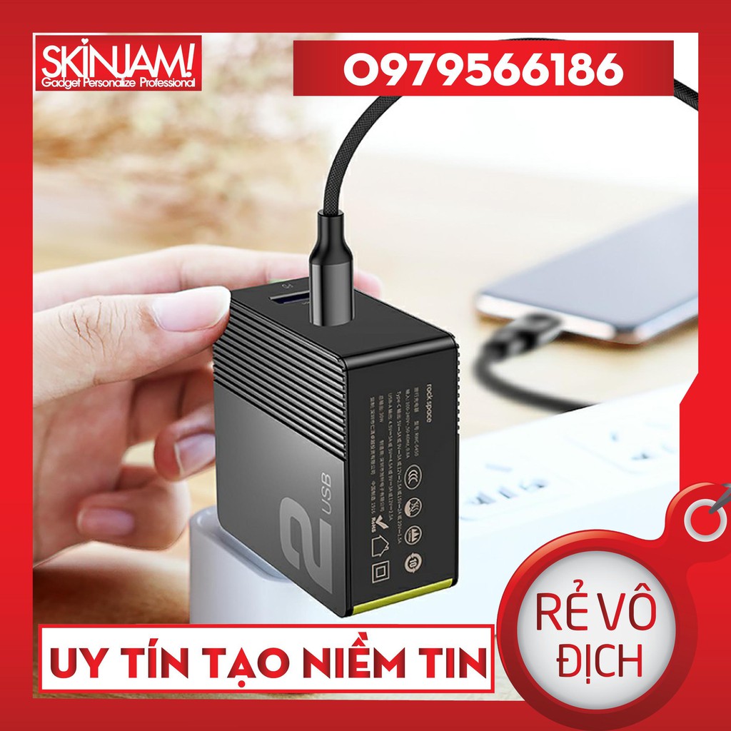 Củ Sạc Du Lịch Rock Sugar Fast Charging Travel Charger 30W U+C (RWC0443) 1 Cổng USB + 1 Cổng Type-C Sạc Nhanh Cho Iphone