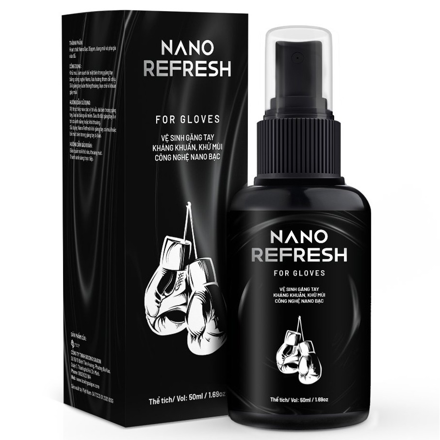 Xịt khử mùi găng tay boxing &amp; giày dép Nano Refresh 50ml (Viện Pasteur kiểm định)