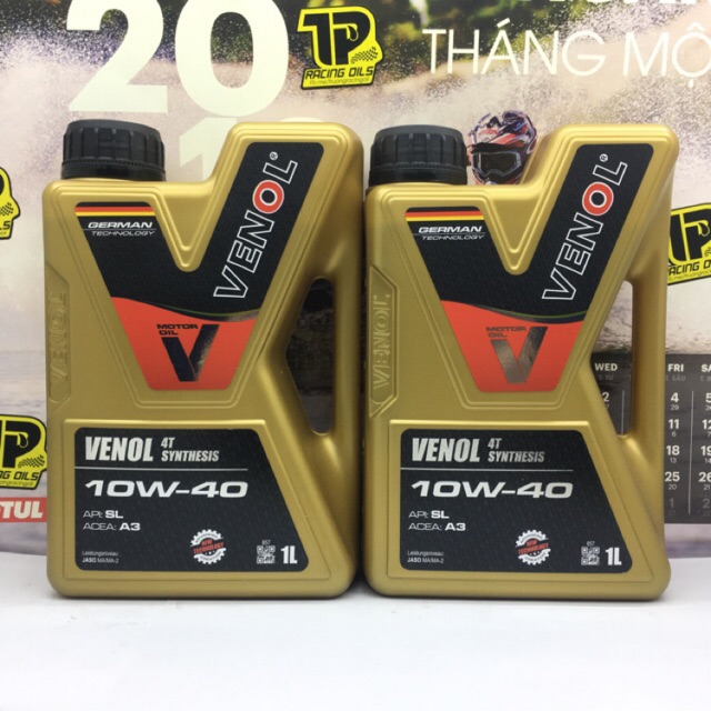 Combo 2 chai nhớt Venol 4T 10W40 Synthetic 1L nhập Đức tem 2 lớp