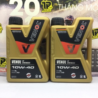 Combo 2 chai nhớt Venol 4T 10W40 Synthetic 1L nhập Đức tem 2 lớp