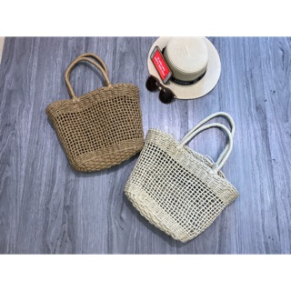 Túi cói đan lưới dáng hộp