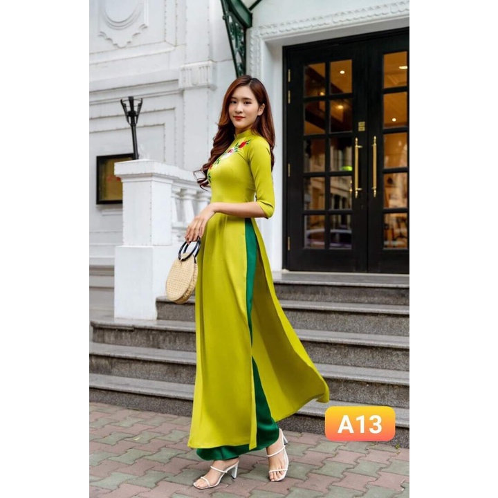 Siêu phẩm Áo dài tây thi xanh ngọc may sẵn