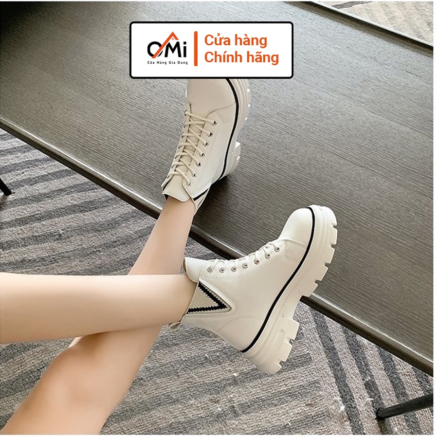 Giày bốt thời trang nữ quảng châu loại 1, giày boot nữ OMI có chun 2 bên chất liệu da mịn lót nỉ lông bên trong | BigBuy360 - bigbuy360.vn
