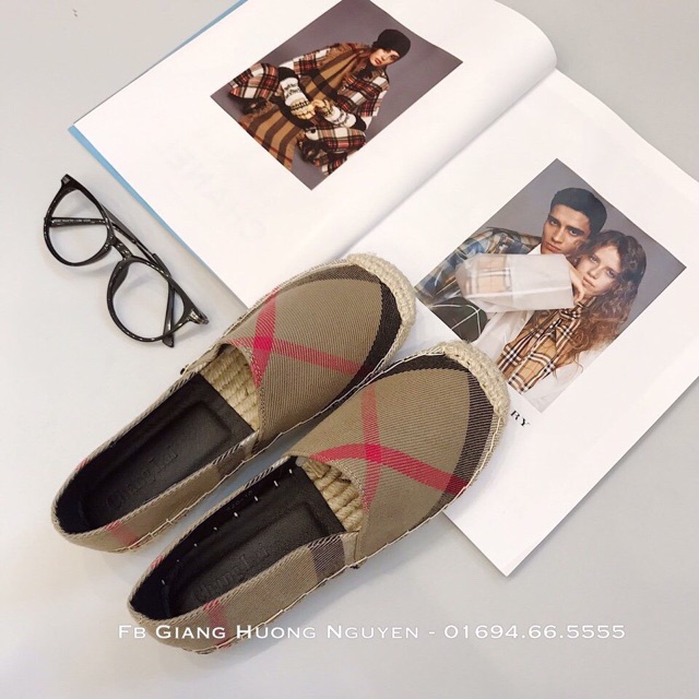 Giày slipon kẻ bbr đế cói fullbox