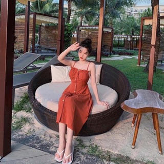 Váy 2 dây cam đất