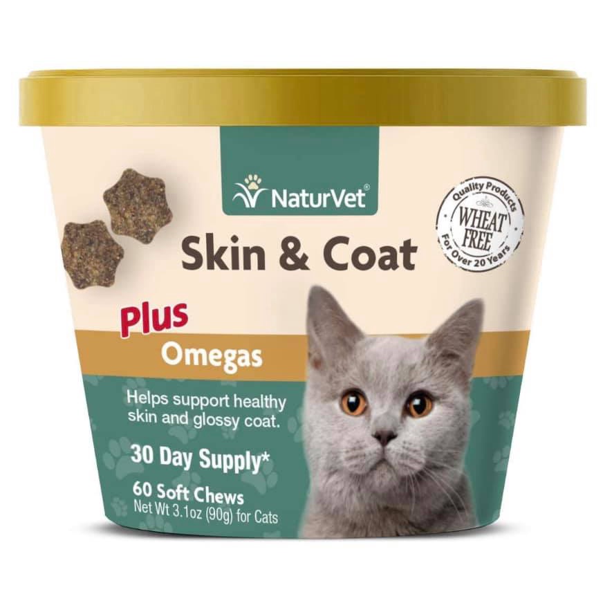 Viên Hạt Nhai Bổ Sung Omega 3+6 NaturVet – Skin & Coat Plus Omegas For Cats 60 viên