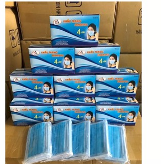 COMBO 2 Hộp 50 cái khẩu trang y tế 100% vải lọc 4 lớp Nam Anh Famapro (Xanh)