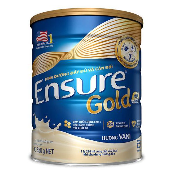 Sữa Bột Ensure Gold Vani 850g. Date mới 2023