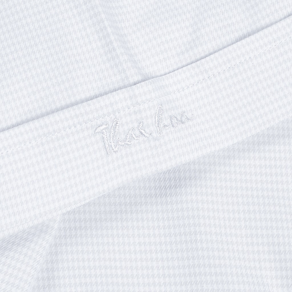 Áo sơ mi nữ trắng công sở ngắn tay kiểu kẻ caro cotton Thái Hoà N65-01-01