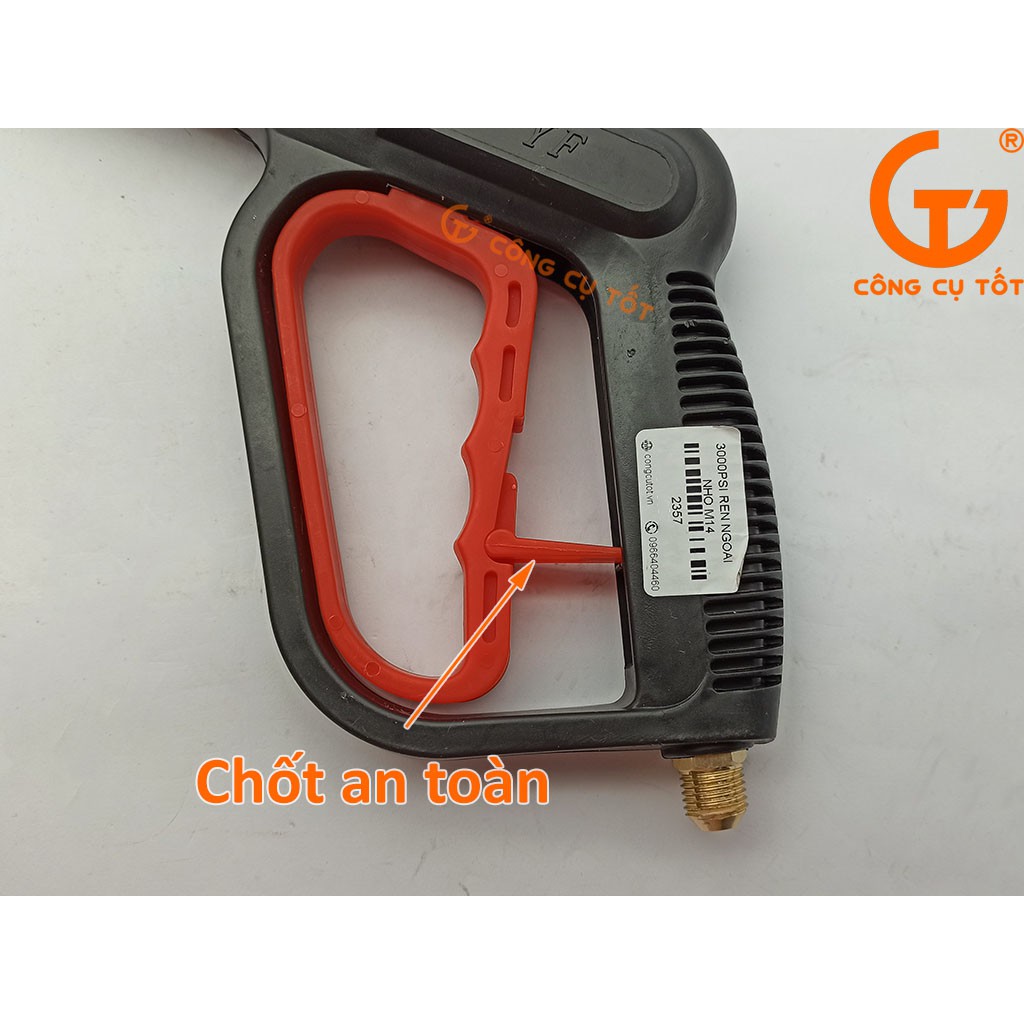 Súng rửa xe áp lực 3200psi mỏ vịt chỉnh tia ren ngoài nhỏ M14