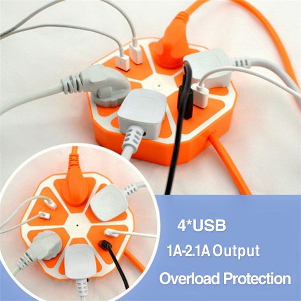 Ổ Cắm Điện Trái Cam có cổng USB tiện dụng - 3 chấu - Ổ Cắm Điện Đa Năng Tích Hợp 2 Cổng Sạc USB (Giao màu ngẫu nhiên