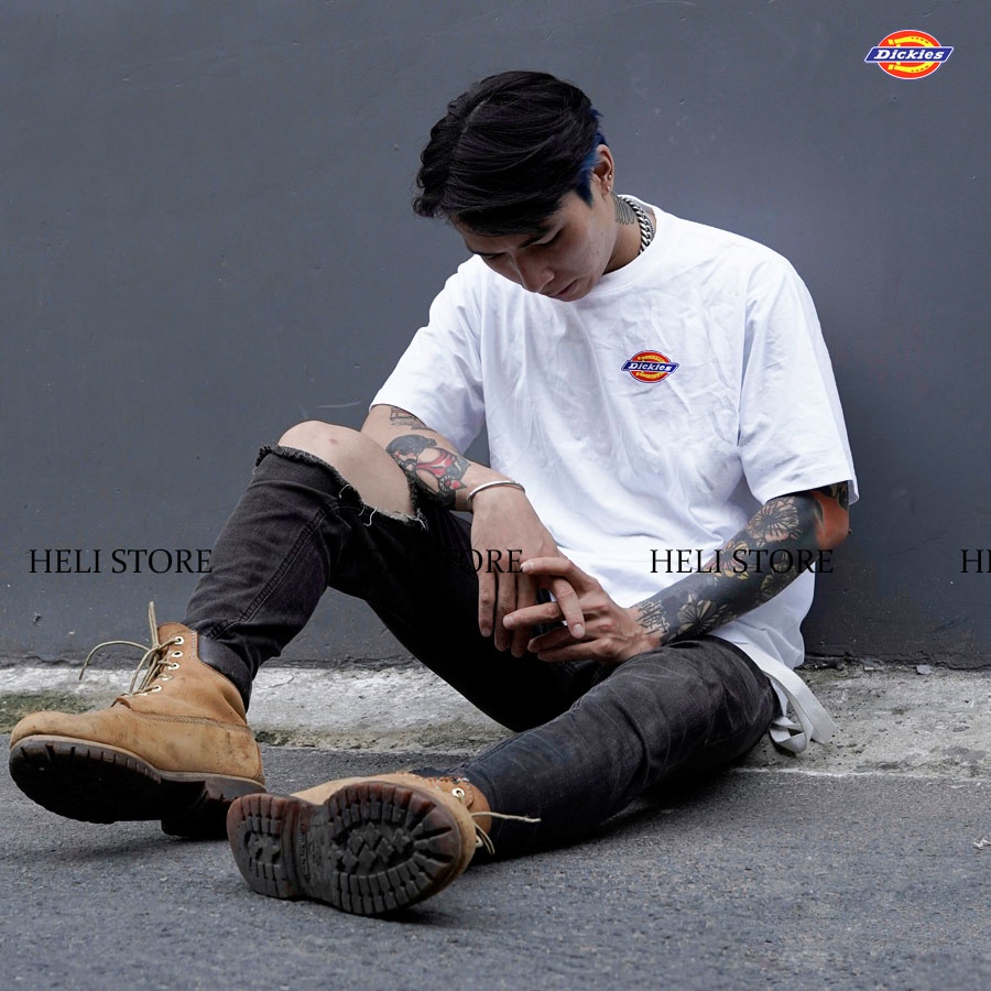 Áo thun nam nữ unisex Dickies tay ngắn in logo ngực, chất cotton 100% chính hãng - Helistore