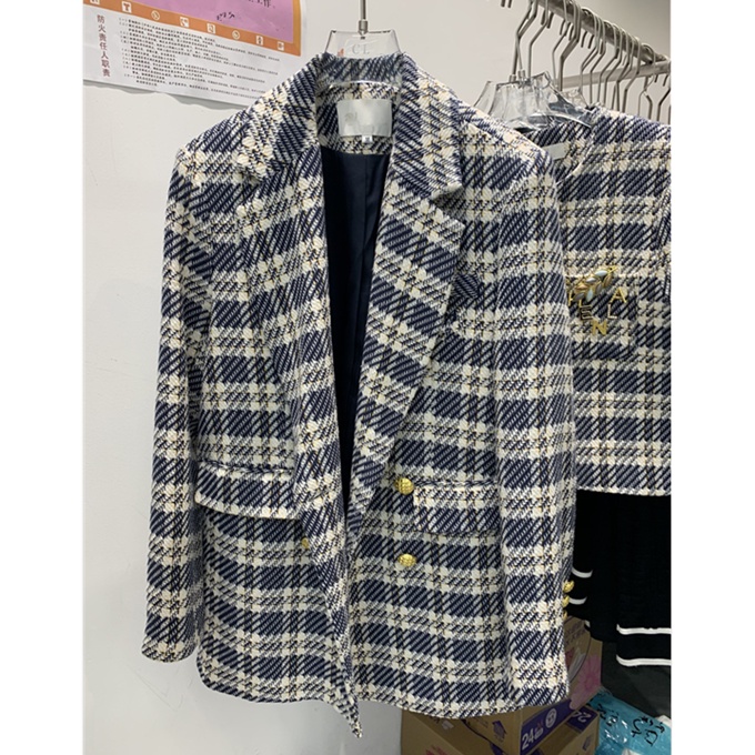 Áo blazer cotton tuýt có mùi thơm nhẹ dày tay dài hàng nút cài trước ngực phong cách Hàn Quốc 2022 thời trang thu đông