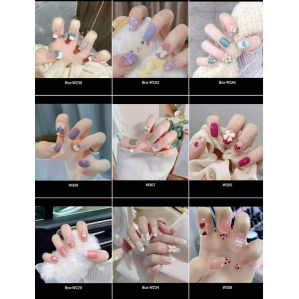 Móng tay giả combo 1 bộ 24 sp kèm keo