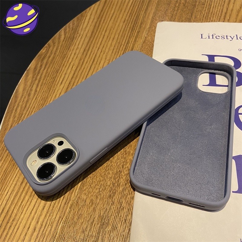 Ốp Điện Thoại Silicon Dẻo Màu Xám Oải Hương Cho IPhone 11 12 13 Pro X XR XS Max 7 8 Plus