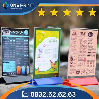 Combo thiết kế và in menu khổ A4 để bàn