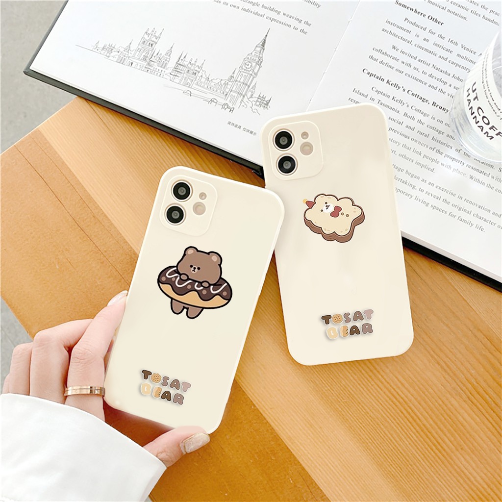 Ốp lưng iphone Gấu nâu cạnh vuông chống sốc ip 13 ProMax 13 Pro12 ProMax 12 Pro 12Mini 11 Pro Max X Xs Max XR 7plus e117