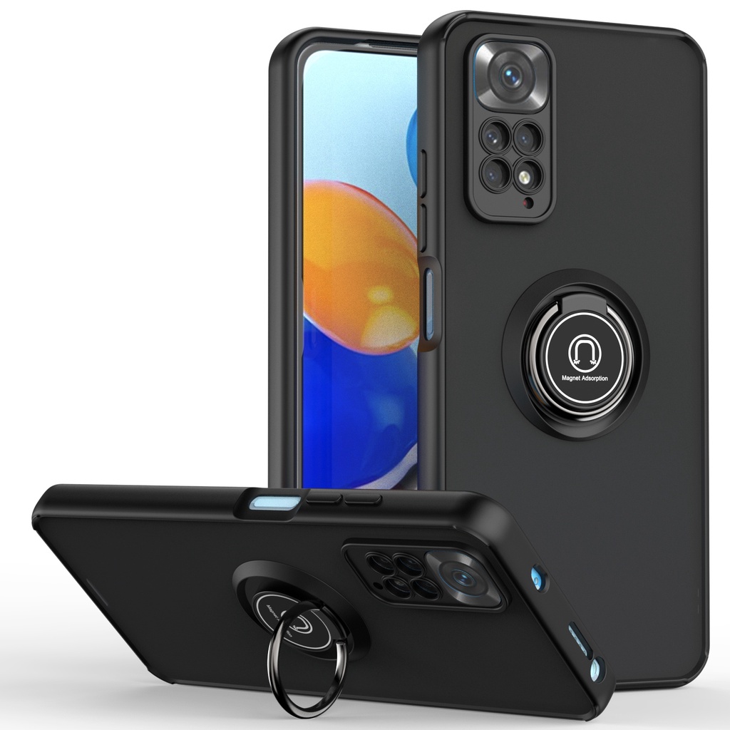 Ốp Điện Thoại Dạng Giáp Cứng Nhám Chống Sốc Có Vòng Đỡ Nam Châm Cho Xiaomi Redmi Note 11 11S 10 10S 9 Pro 4G 5G Note11