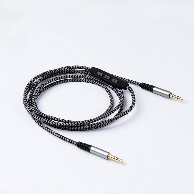 1.4m Braid 3.5mm to 3.5mm Jack Audio AUX Cable Cord With Mic Volume Control for Car Headphone Speaker Smartphone Tablet