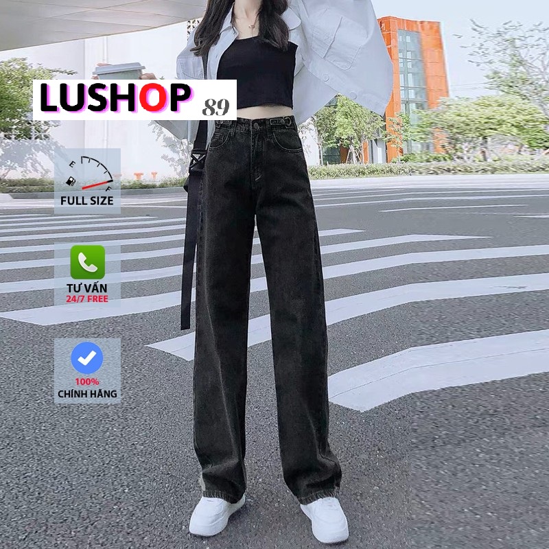 Quần jean bò ống rộng quần jean bò ống suông jeans nữ lưng cao cạp cao quần nữ đẹp hot QT27 lushop89 | BigBuy360 - bigbuy360.vn