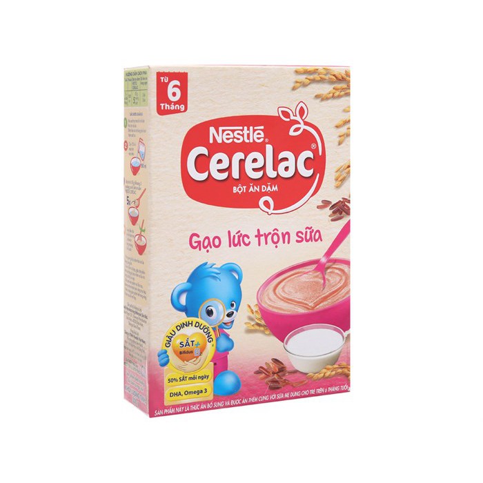 Bột ăn dặm Nestle Cerelac gạo lức trộn sữa hộp giấy 200g[Hàng chính hãng]