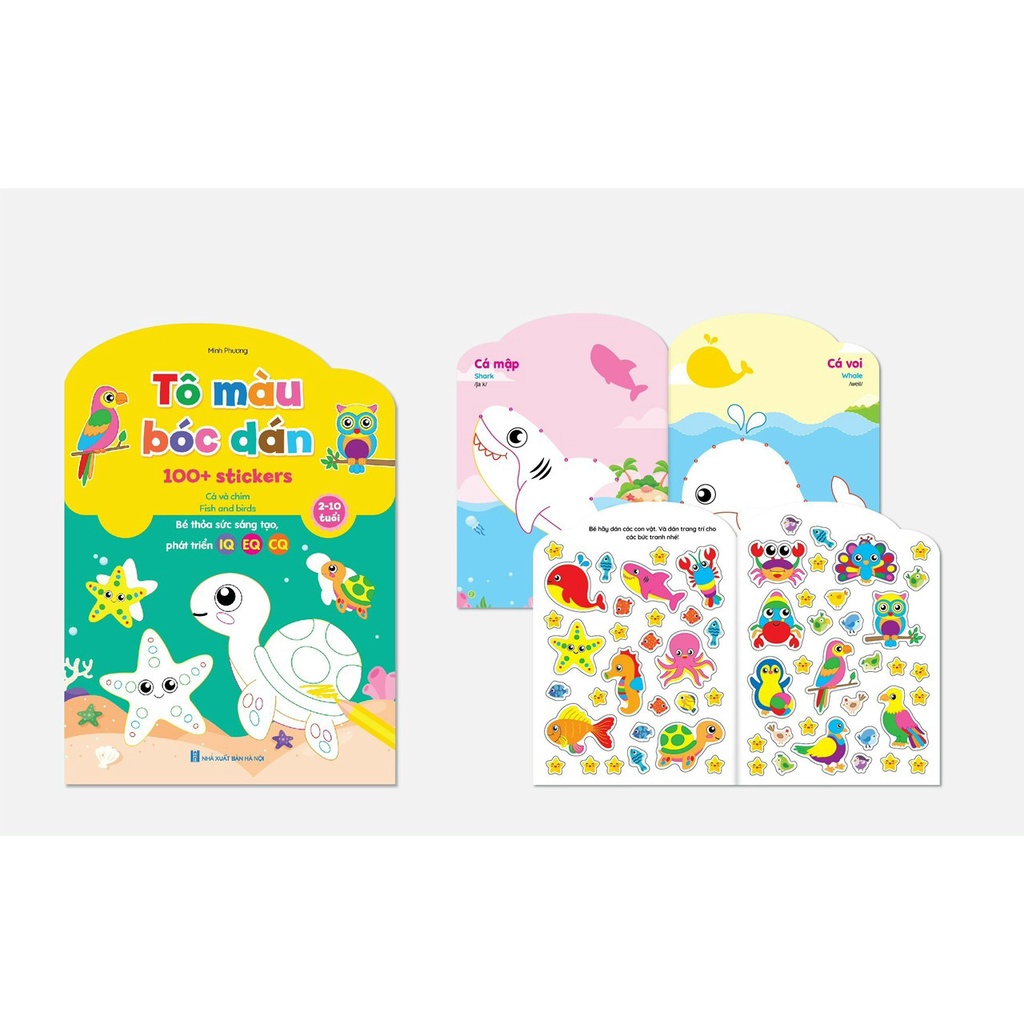 Sách - Tô Màu Bóc Dán 100+ Stickers Song Ngữ Anh - Việt Cho Bé Từ 2-10 Tuổi ( Bộ 6 cuốn )