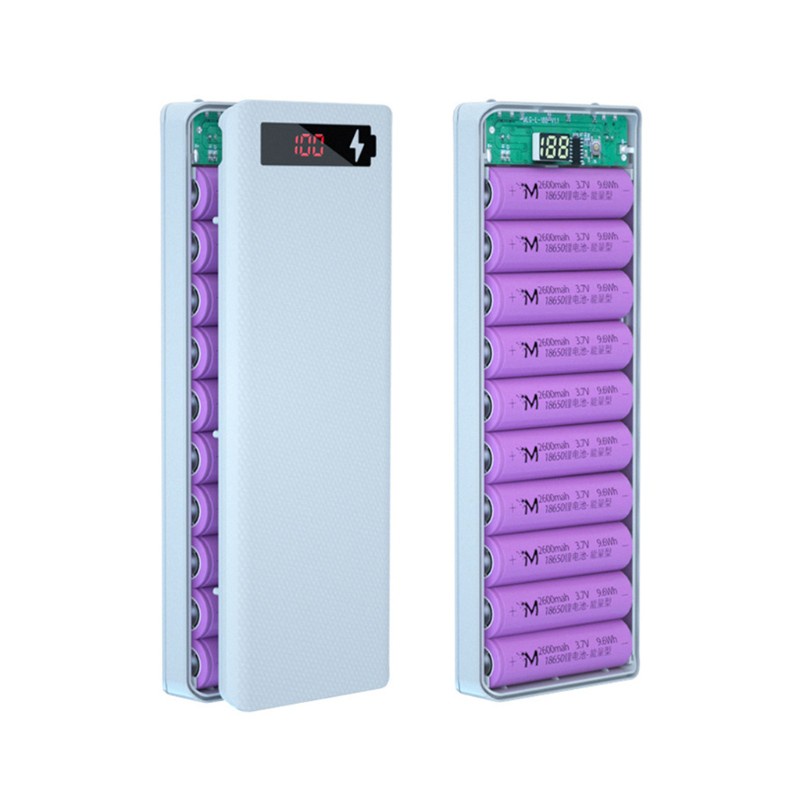 Hộp đựng pin dự phòng 10x18650 hai cổng usb màn hình lcd diy