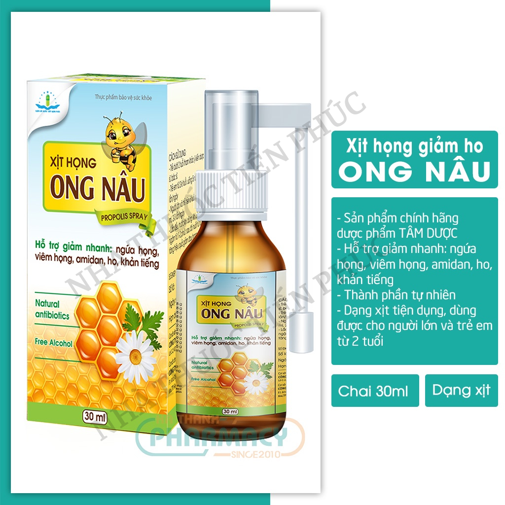 Xịt Họng ONG NÂU  - Hỗ Trợ Giảm Nhanh Ngứa Họng, Viêm Họng, amidan, ho, khản tiếng