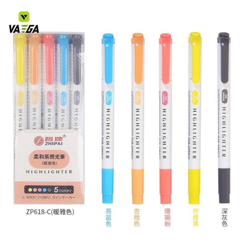 Set Bút Màu 5 CÂY/ 25 CÂY BÚT HIGHLIGHT ĐÁNH DẤU 2 ĐẦU ZHIPAI DUPE Zebra MILDLINER TAKE NOTES BULLET JOURNAL