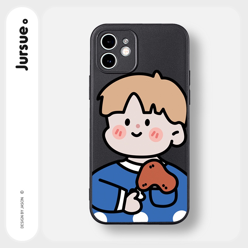 Ốp lưng JURSUE hoạt hình cặp đôi dễ thương đẹp cho iPhone 13 12 11 Pro Max SE 2020 X XR XS ip 8 7 6 6S Plus kute Y306