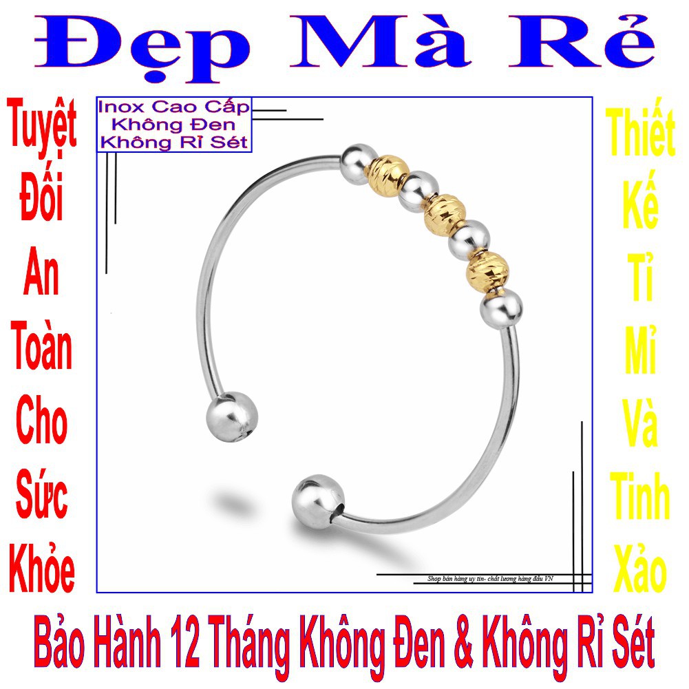 Vòng tay nữ hở kiểu bi và bi cách điệu màu trắng VTLT00064T020049