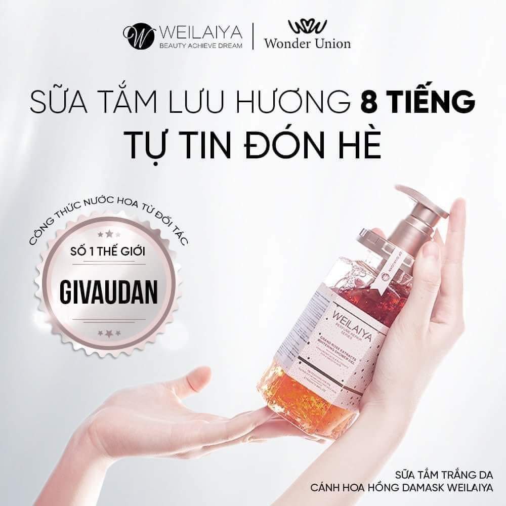 Combo dầu gội dầu xả phục hồi và sữa tắm trắng da cánh hoa hồng Damask WEILAIYA  mỹ phẩm chính hãng CHANG WEILAIYA