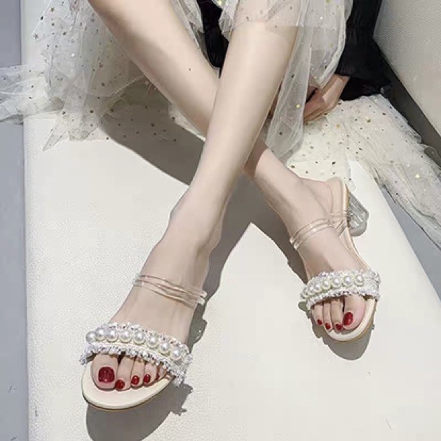 13❀✷♗GDN37H095 GIÀY CAO GÓT DÉP QUAI HẬU SANDAL THỜI TRANG NỮ HÈ VINTAGE TÍNH ULZZANG HÀN QUỐC