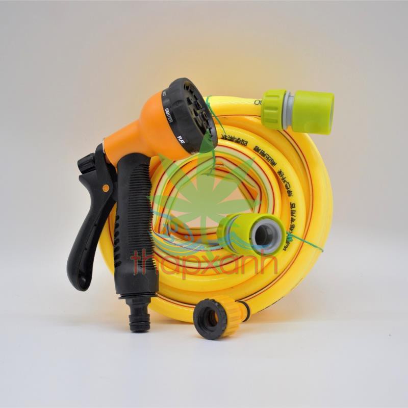 Bộ vòi xịt nước tưới cây, Rửa xe BDT-5212 Vòi nhựa 8 in 1 + 15m dây 16mm