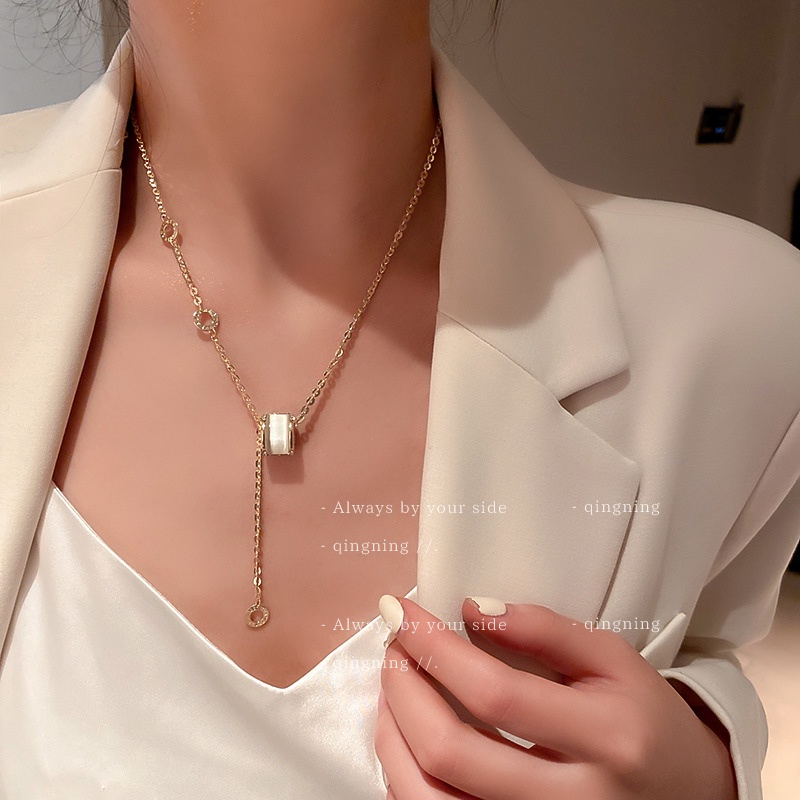 DREJEW vòng cổ Dây Chuyền Mặt Chữ Số La Mã Đính Đá Thời Trang Cho Nữ vòng cổ nữ