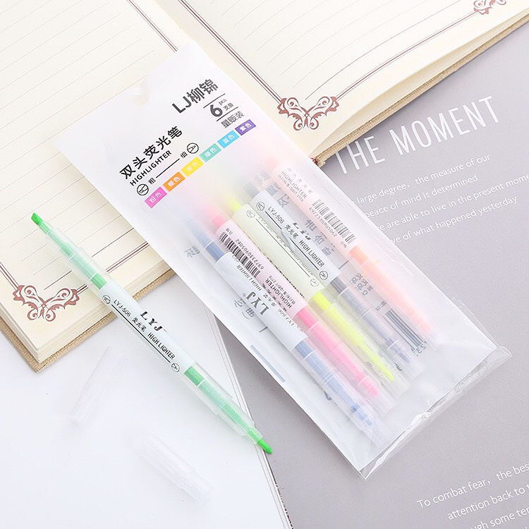 Bút dạ quang 6, 12 màu Highlight pastel LYJ, bút đánh dấu nhớ dòng cute nhiều màu marker dễ thương - Sleil Home