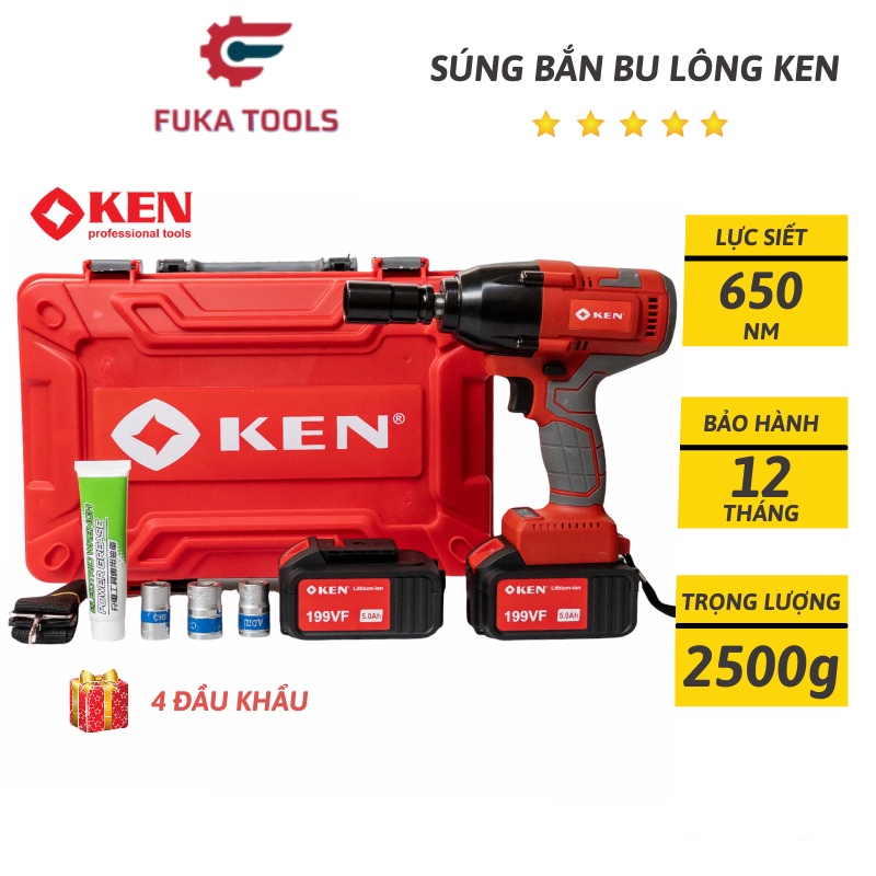 Máy siết bulong lực siết 650nm, sửa chữa xe tay ga, ô tô động cơ không than tặng 4 đầu khẩu