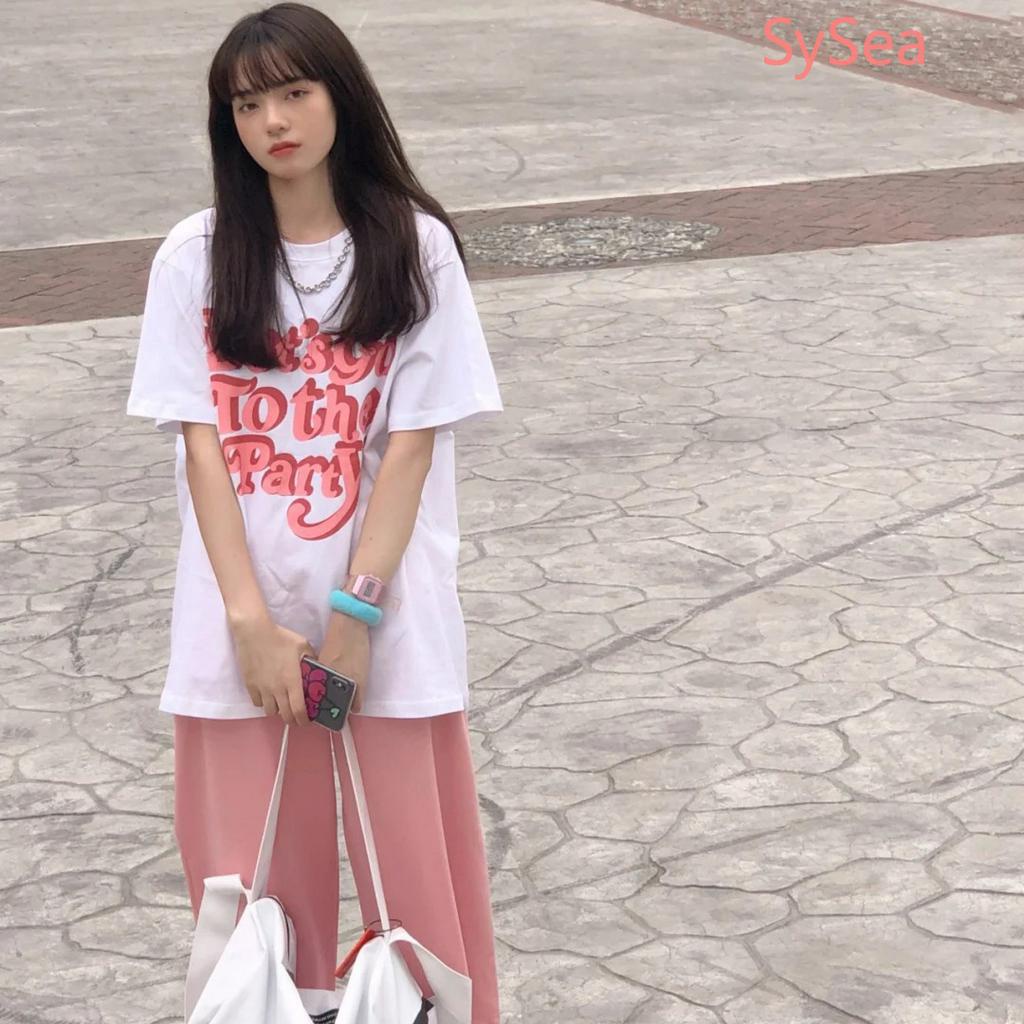 Áo Thun Tay Ngắn Chất Cotton Thiết Kế Dáng Rộng Che Khuyết Điểm