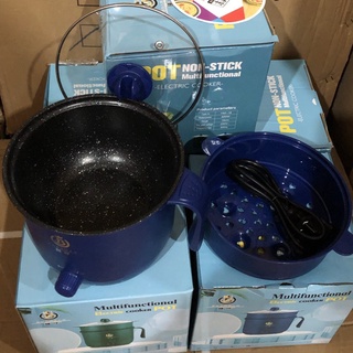 Ca Nấu Mì, Nấu Cơm Đa Năng Có Tay Cầm 1,8L - Nồi Lẩu Điện Mini Kèm Giá Hấp Inox