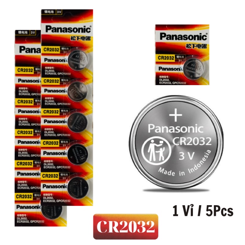 Vỉ 5 viên Pin Cúc Áo Panasonic CR2032, CR2016, CR2025, CR1632, CR2450 3V Lithium