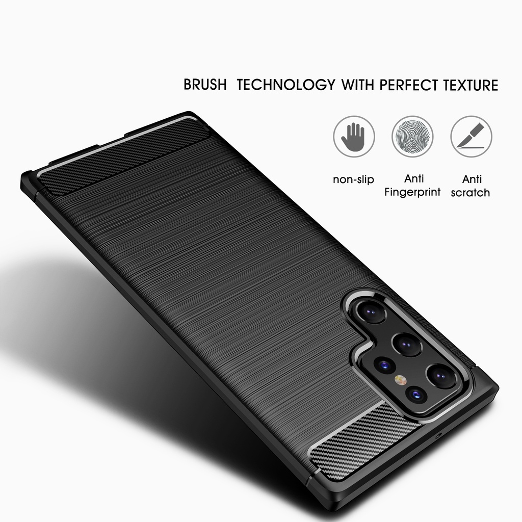 Ốp điện thoại LENUO silicon mềm sợi carbon Samsung Galaxy S22Ultra S22Plus S21Ultra S21Plus S21FE S20Ultra S20Plus S20