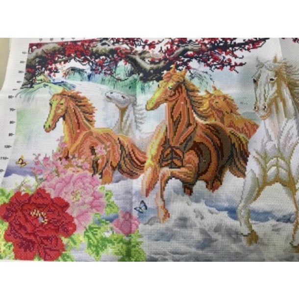 Tranh thêu chữ thập mã đáo thành công 8 con ngựa 3D Ailuo AL53458 AL53593-Chưa thêu