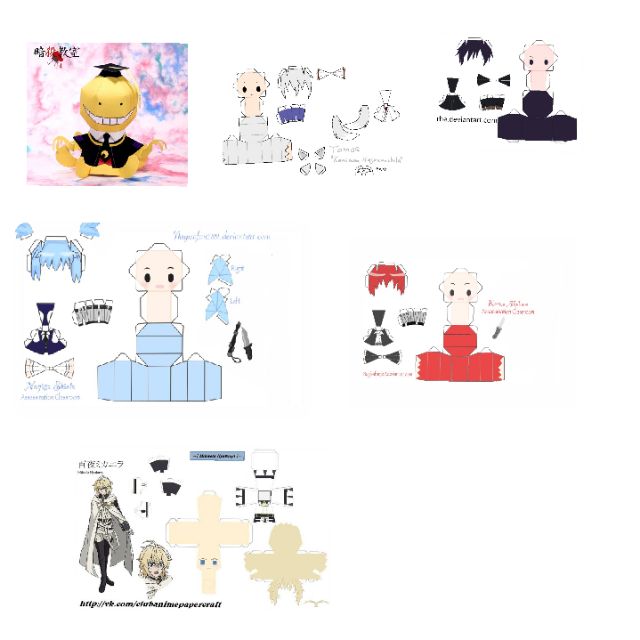 Mô hình giấy Mikaela Hyakuya,Karma Akabane,Nagisa,tomoe,yato,koro-sensei