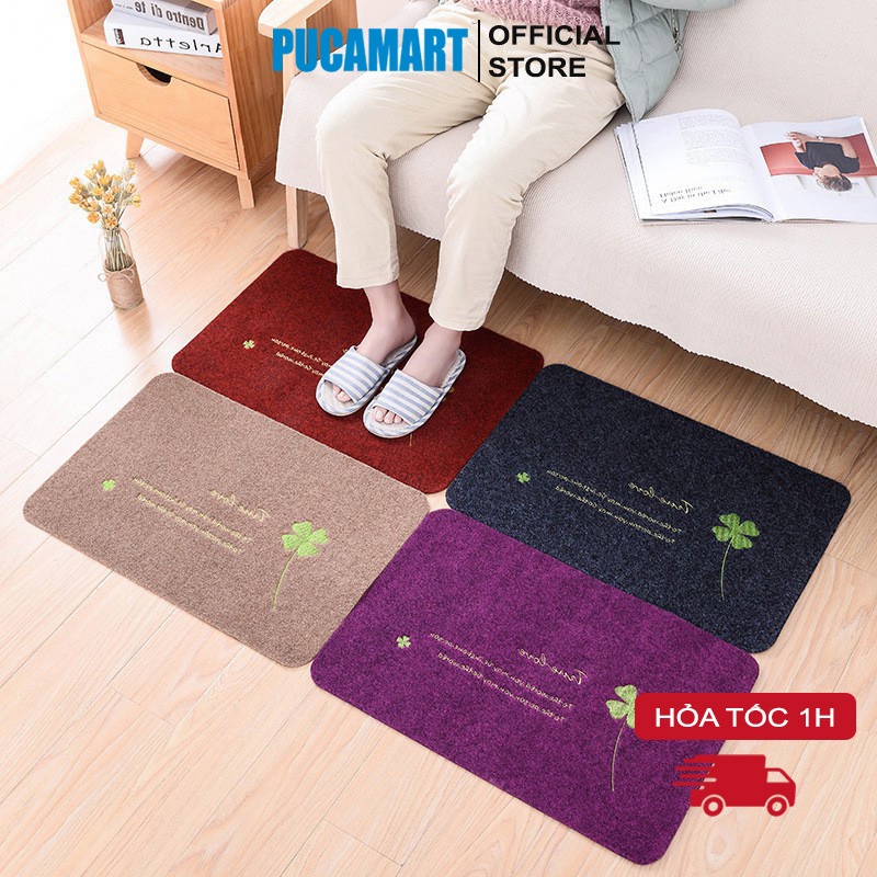 Thảm Lau Chân Cỏ 4 Lá PUCA Để Phòng Khách, Thảm Lau Chân Phòng Bếp, Phòng Tắm Sang Trọng
